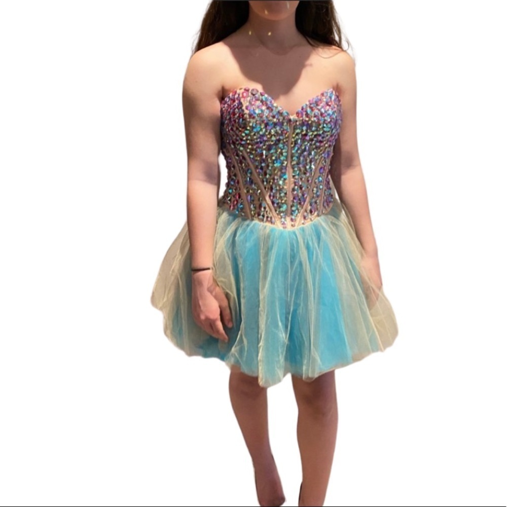 Jovani Strapless Sequin Dress